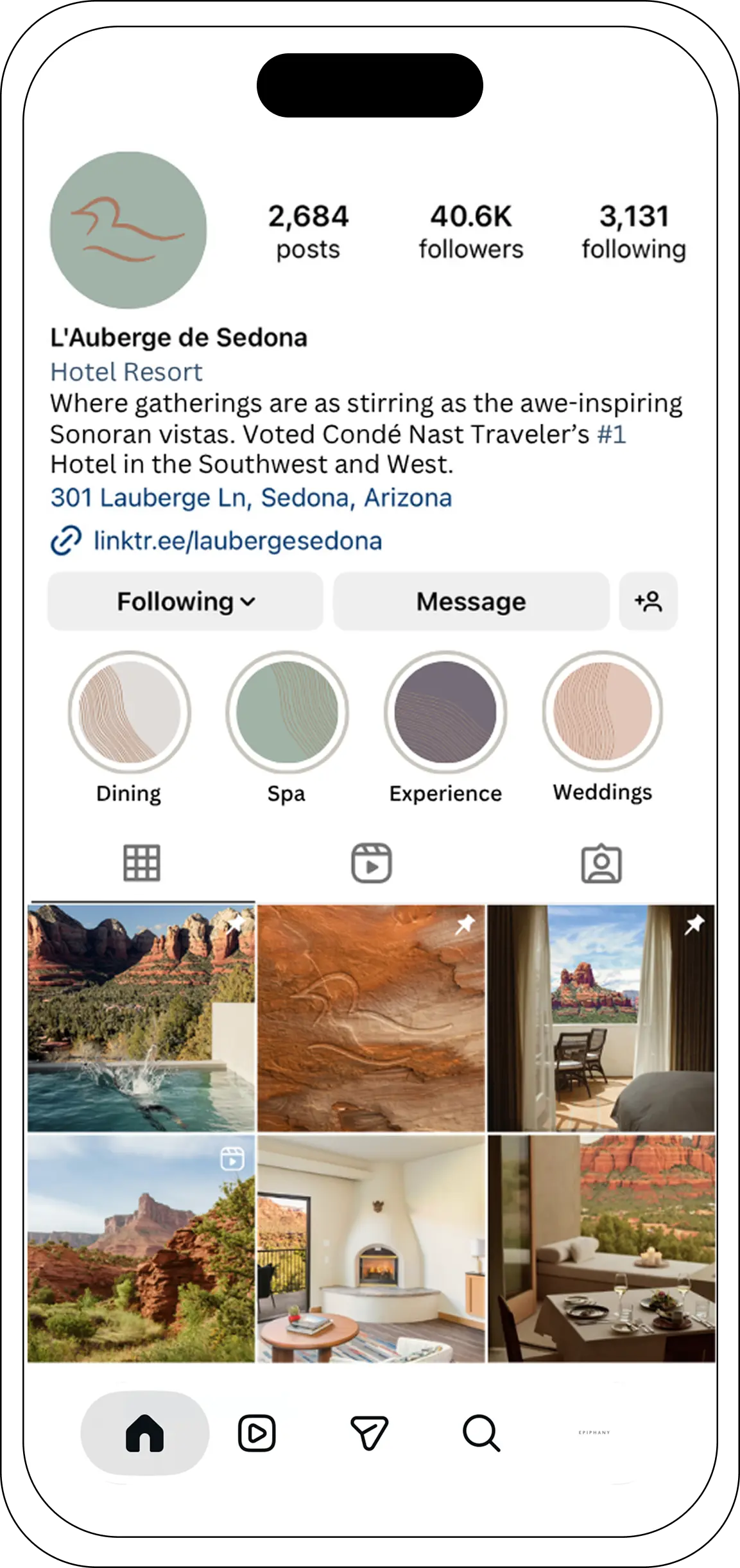 L'Auberge de Sedona Instagram profile